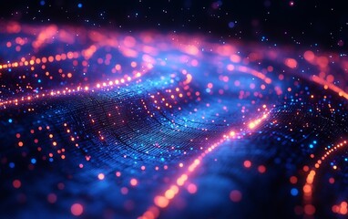 Obraz premium Abstract Digital Nebula: Cosmic Waves of Light and Energy