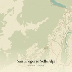 Obraz premium Vintage map of San Gregorio Nelle Alpi, Italy.