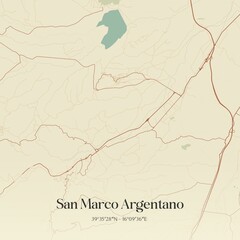 Vintage map of San Marco Argentano, Italy.