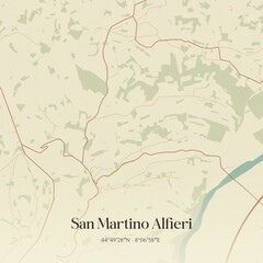 Vintage map of San Martino Alfieri, Italy.