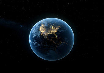 Fototapeta premium Earth at Night: A Stunning View of North America's City Lights from Space