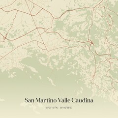 Fototapeta premium Vintage map of San Martino Valle Caudina, Italy.
