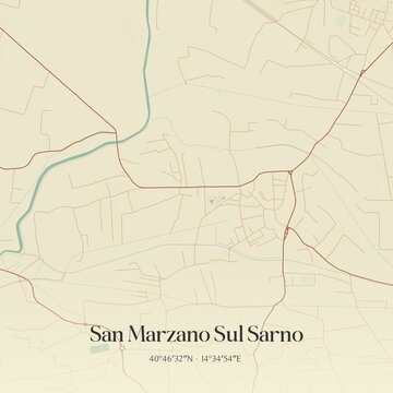 Vintage map of San Marzano Sul Sarno, Italy.