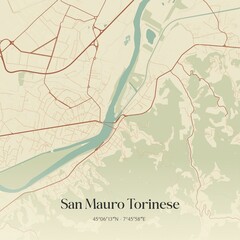 Vintage map of San Mauro Torinese, Italy.
