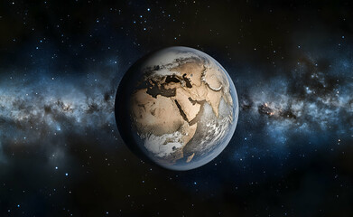 Naklejka premium Earth from Space: A Stunning View of Our Planet Against the Milky Way