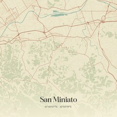 Vintage map of San Miniato, Italy.
