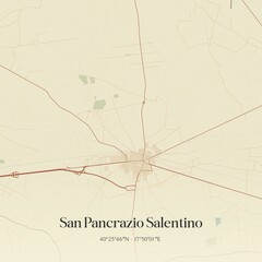 Fototapeta premium Vintage map of San Pancrazio Salentino, Italy.