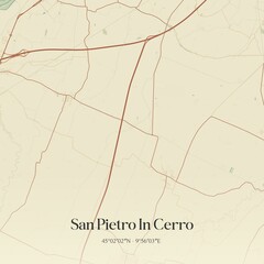 Vintage map of San Pietro In Cerro, Italy.