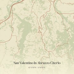 Fototapeta premium Vintage map of San Valentino In Abruzzo Citerio, Italy.