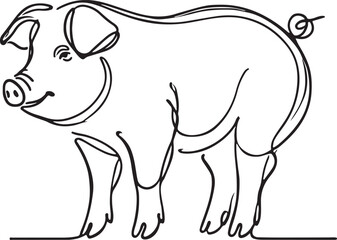 Minimalist Domestic Pig Line Drawing for Art Lovers