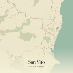 Vintage map of San Vito, Italy.