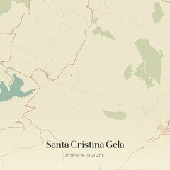 Vintage map of Santa Cristina Gela, Italy.