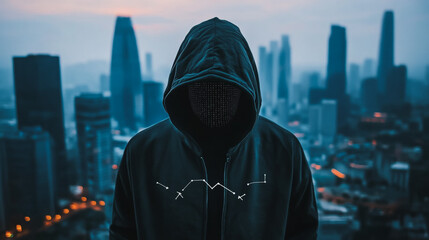 Hacker are planning to hack and attack networks and cyber security systems..Smart Innovation city with connection cyber security network reciprocity over the cityscape . future wireless digital city 	