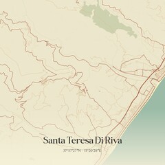 Obraz premium Vintage map of Santa Teresa Di Riva, Italy.