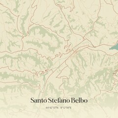 Fototapeta premium Vintage map of Santo Stefano Belbo, Italy.