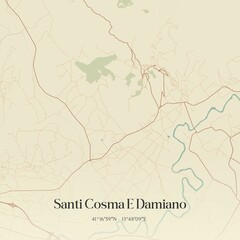 Vintage map of Santi Cosma E Damiano, Italy.