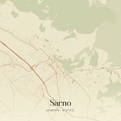 Vintage map of Sarno, Italy.