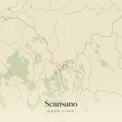 Fototapeta premium Vintage map of Scansano, Italy.