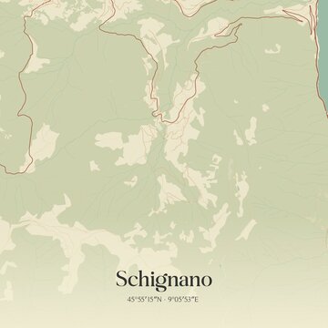 Vintage map of Schignano, Italy.