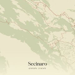 Fototapeta premium Vintage map of Secinaro, Italy.