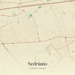 Vintage map of Sedriano, Italy.