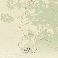 Vintage map of Seggiano, Italy.