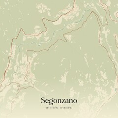 Vintage map of Segonzano, Italy.