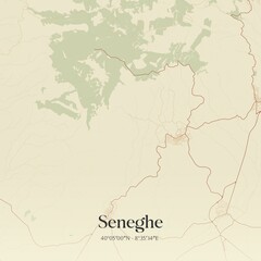 Fototapeta premium Vintage map of Seneghe, Italy.