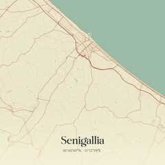 Vintage map of Senigallia, Italy.