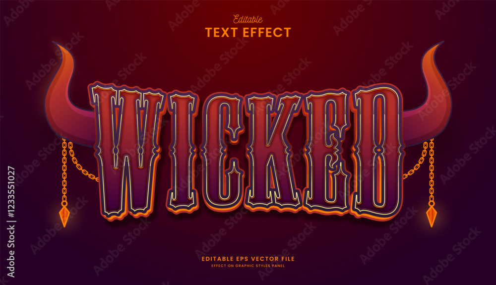 Poster decorative red wicked editable text effect design