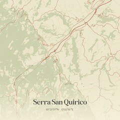 Vintage map of Serra San Quirico, Italy. © Rezona