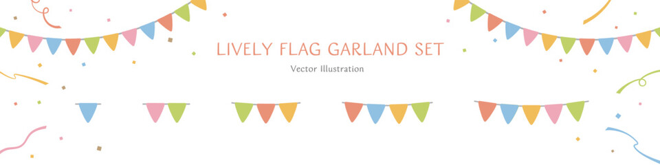 賑やかなフラッグガーランドのベクターイラストレーションセット © halmio