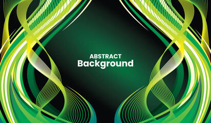 Wave abstract background design with green gradien color vector