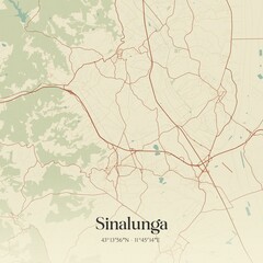 Vintage map of Sinalunga, Italy.