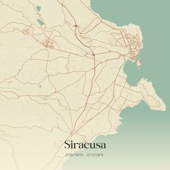 Fototapeta premium Vintage map of Siracusa, Italy.