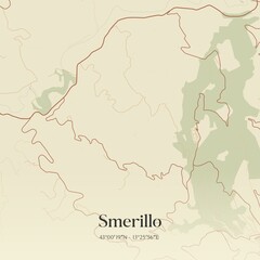 Fototapeta premium Vintage map of Smerillo, Italy.