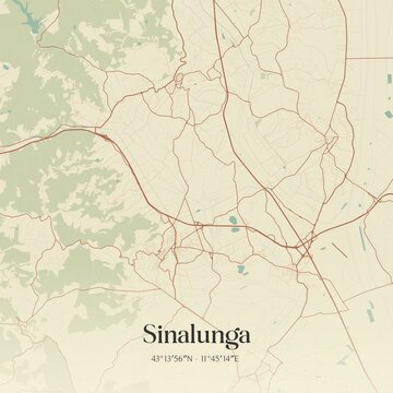 Vintage map of Sinalunga, Italy.