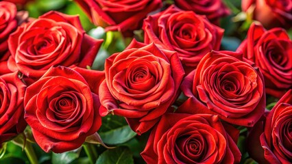 Fototapeta premium A breathtaking red rose, framed naturally, its vibrant color and delicate petals captured using a rule-of-thirds composition.