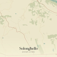 Vintage map of Solonghello, Italy.