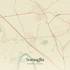 Vintage map of Somaglia, Italy.