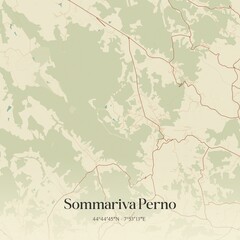 Vintage map of Sommariva Perno, Italy.