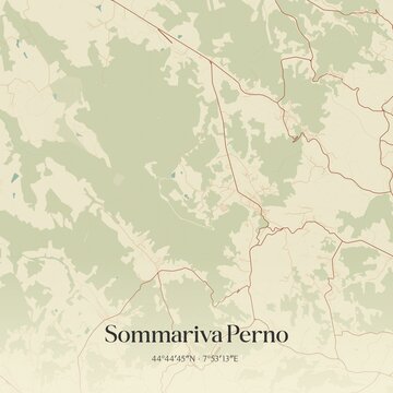Vintage map of Sommariva Perno, Italy.