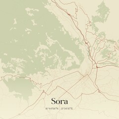 Vintage map of Sora, Italy.