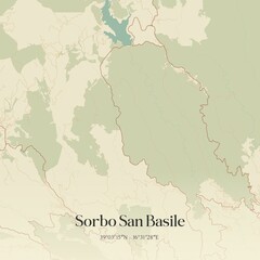 Vintage map of Sorbo San Basile, Italy.