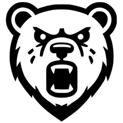 Simple angry bear face silhouette