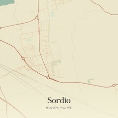 Vintage map of Sordio, Italy.