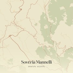 Obraz premium Vintage map of Soveria Mannelli, Italy.