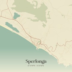 Vintage map of Sperlonga, Italy.