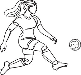 Elegant Female Soccer Player Line Drawing for Sports Lovers