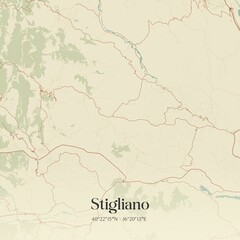Fototapeta premium Vintage map of Stigliano, Italy.